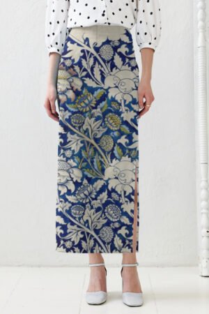 Blue and White Pencil Skirt