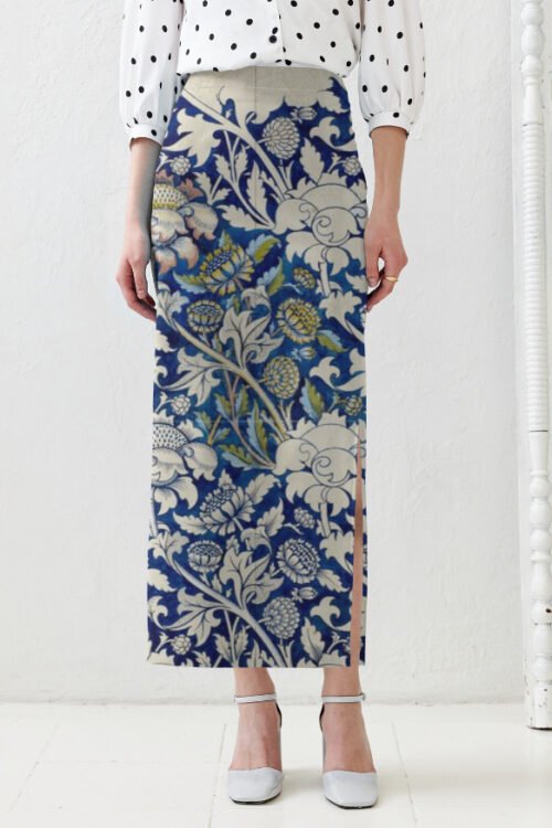 Blue and White Pencil Skirt